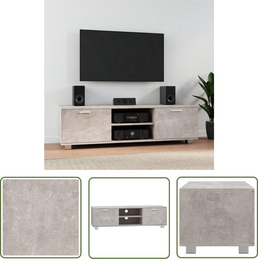 The Living Store TV-meubel Betongrijs naam TV-meubels 140 x 40.5 x 35 cm Duurzaam hout Tv Kast Tv Meubels Houten Tv Kast Modern Tv Meubel Grijs Tv Meubel - Foto 2
