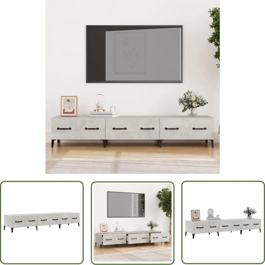 The Living Store Tv-meubel Betongrijs 150x34.5x30 cm Modern Meubel met Opbergruimte Tv Kast Tv Meubels Modern Tv Meubel Houten Tv Kast Grijs Tv Meubel - Foto 2