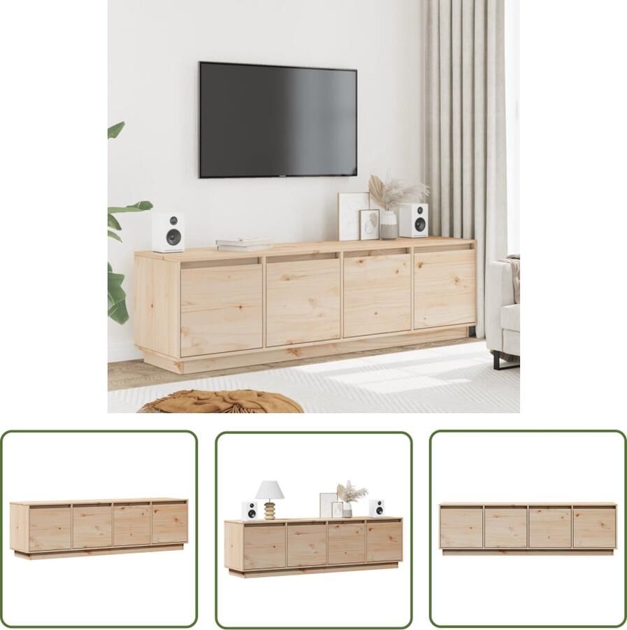 The Living Store vidaXL Tv-meubel 156x37x45 cm massief grenenhout Tv Kast Tv Meubels Houten Tv Kast Grenoble Hout Salontafel
