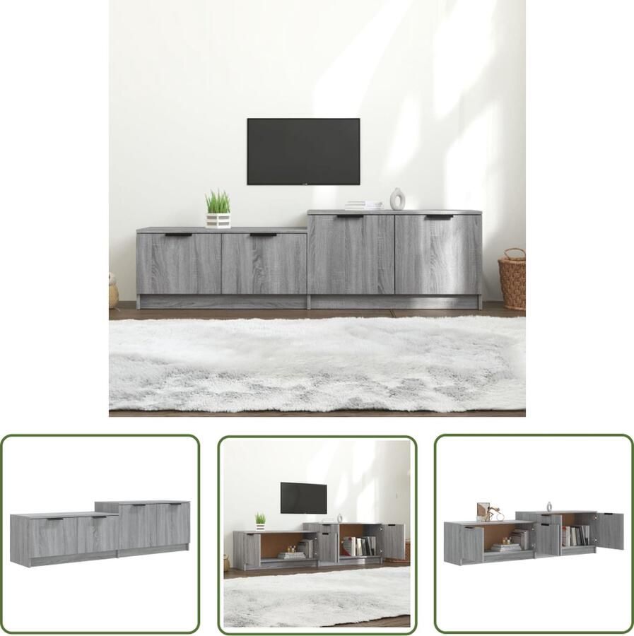 The Living Store vidaXL Tv Meubels Tv Kast Tv-meubel 158 5x36x45 cm bewerkt hout grijs sonoma eikenkleurig Hifi Kast Media Kast Salontafel - Foto 2
