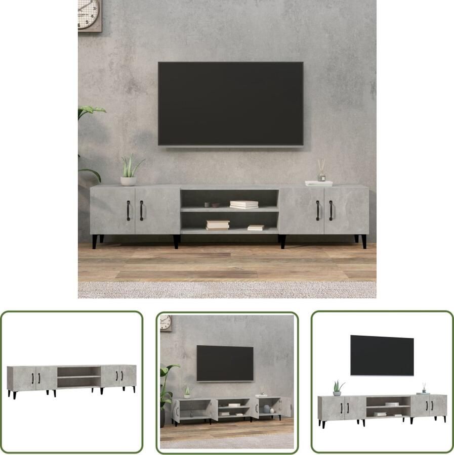 The Living Store TV-Kast TV-Meubel Betongrijs 180 x 31.5 x 40 cm (L x B x H) Tv Kast Tv Meubels Beton Grijs Houten Tv Kast Media Kast - Foto 2
