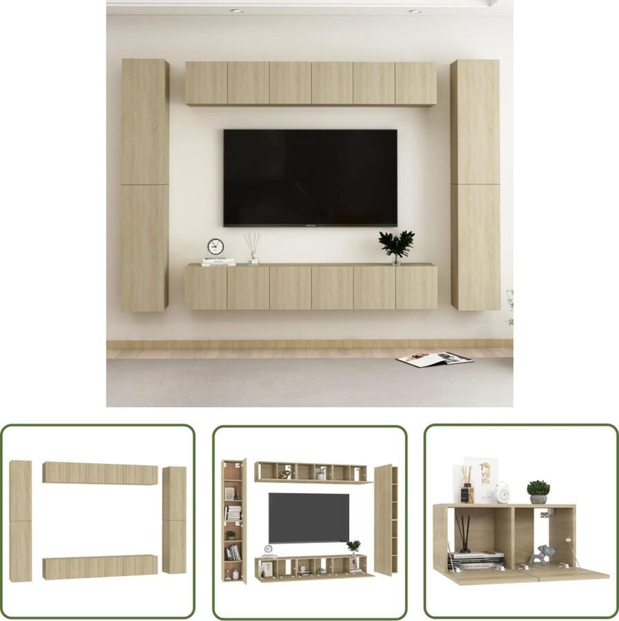 The Living Store Televisiekasten Sonoma eiken 60 x 30 x 30 cm (L) 30.5 x 30 x 90 cm (M) Televisiescherm Tv Meubilair Salontafel Woonkamerdecoratie Houten Tv Stand - Foto 2