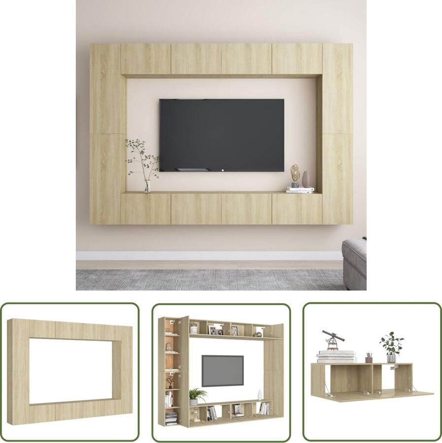 The Living Store Televisiekast Stereokast Sonoma Eiken 100 x 30 x 30 cm 30.5 x 30 x 90 cm Montage vereist Televisiescherm Tv Meubilair Salontafel Tv Stand Houten Tv Kast - Foto 2