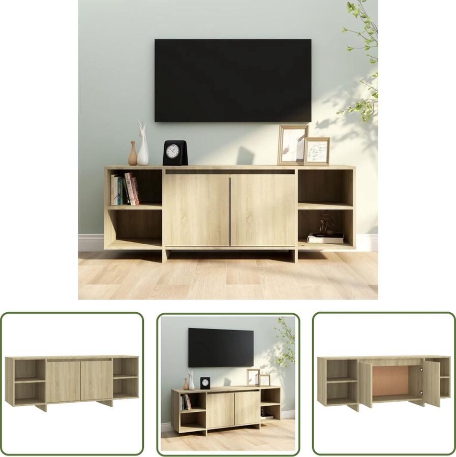 The Living Store vidaXL Tv Meubilair Televisiescherm Tv-meubel 130x35x50 cm bewerkt hout sonoma eikenkleurig Tv Stand Tv Kast Houten Tv Kast - Foto 2