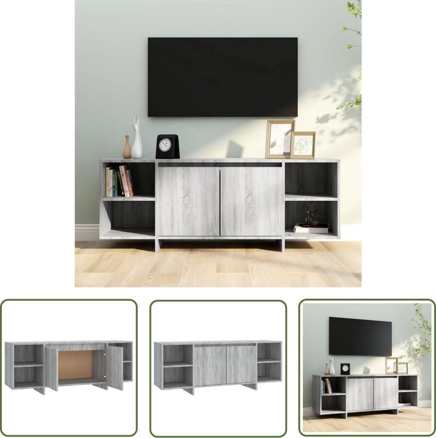 The Living Store vidaXL Tv Meubilair Televisiescherm Tv-meubel 130x35x50 cm bewerkt hout grijs sonoma eikenkleurig Tv Stand Media Kast Houten Tv Kast - Foto 2