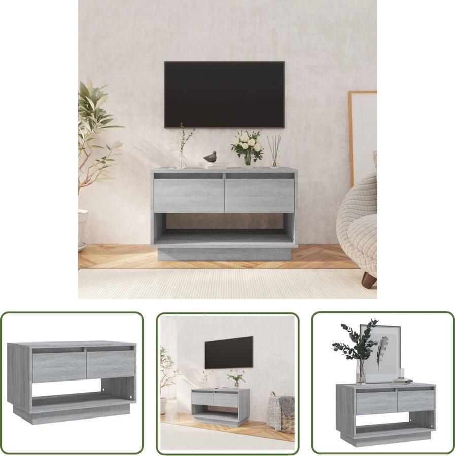 The Living Store Televisiemeubel of afmeting- 70 x 41 x 44 cm (L x B x H) Ken- Grijs Sonoma Eiken Televisiescherm Tv Meubilair Tv Stand Mediabox Entertainment Center - Foto 2
