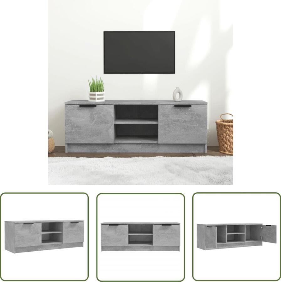The Living Store vidaXL Tv Meubilair Tv Kast Tv-meubel 102x35x36 5 cm bewerkt hout betongrijs Houten Tv Kast Grijs Tv Kast Betonnen Tv Kast - Foto 2