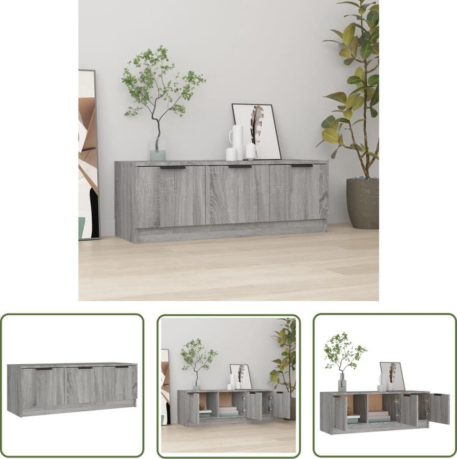 The Living Store vidaXL Tv Meubilair Tv Kast Tv-meubel 102x35x36 5 cm bewerkt hout grijs sonoma eikenkleurig Salontafel Houten Tv Kast Grijze Tv Kast - Foto 2