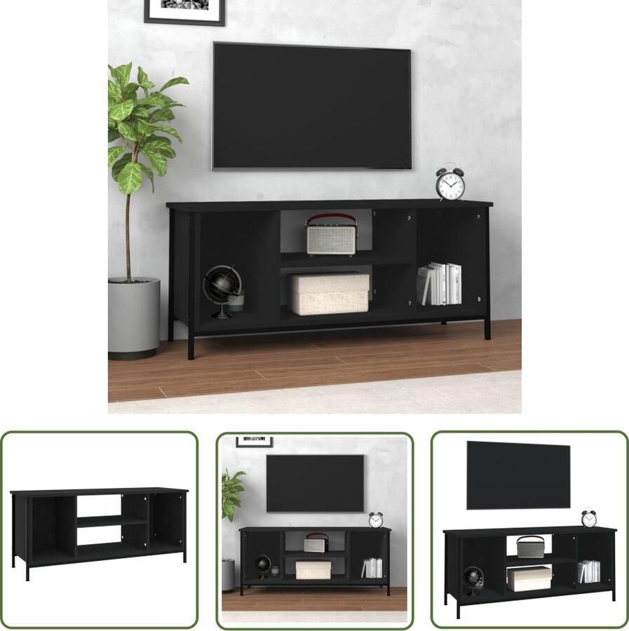The Living Store vidaXL TV Meubilair TV Kast Tv-meubel 102x35x45 cm bewerkt hout zwart Mediakast Salontafel Houten Tv Stand - Foto 2