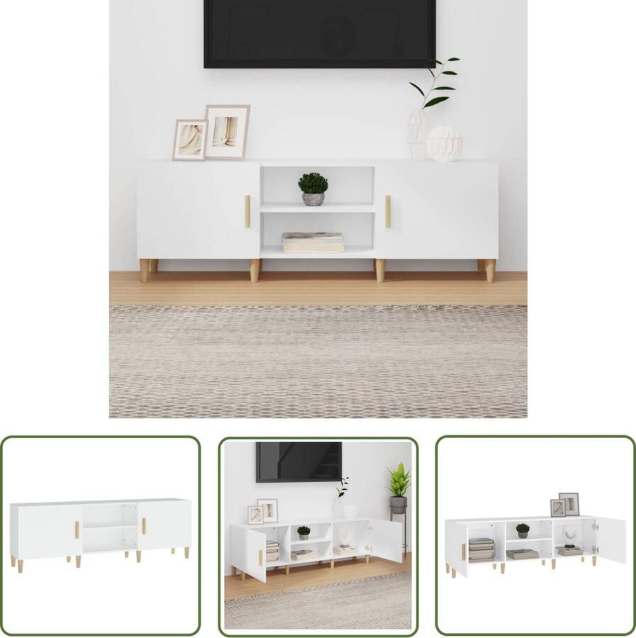The Living Store vidaXL Tv Meubilair Tv Kast Tv-meubel 150x30x50 cm bewerkt hout wit Hifi Kast Houten Tv Kast Wit Tv Kast - Foto 2