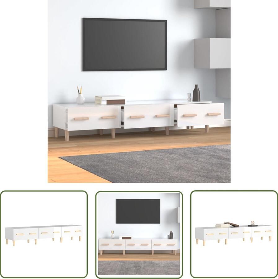 The Living Store TV-meubel Modern Hoogglans Wit 150 x 34.5 x 30 cm Opbergruimte Stevig materiaal Tv Kast Tv Meubilair Mediabox Entertainment Center Design Tv Stand - Foto 2