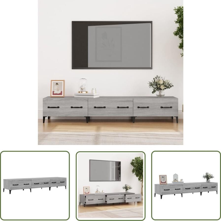 The Living Store TV-meubel Grijs Sonoma Eiken Media-kast met stevig materiaal Voldoende opbergruimte 150 x 34.5 x 30 cm TV Kast Tv Meubilair Mediaschaats Entertainment Center Houten Tv Stand - Foto 2