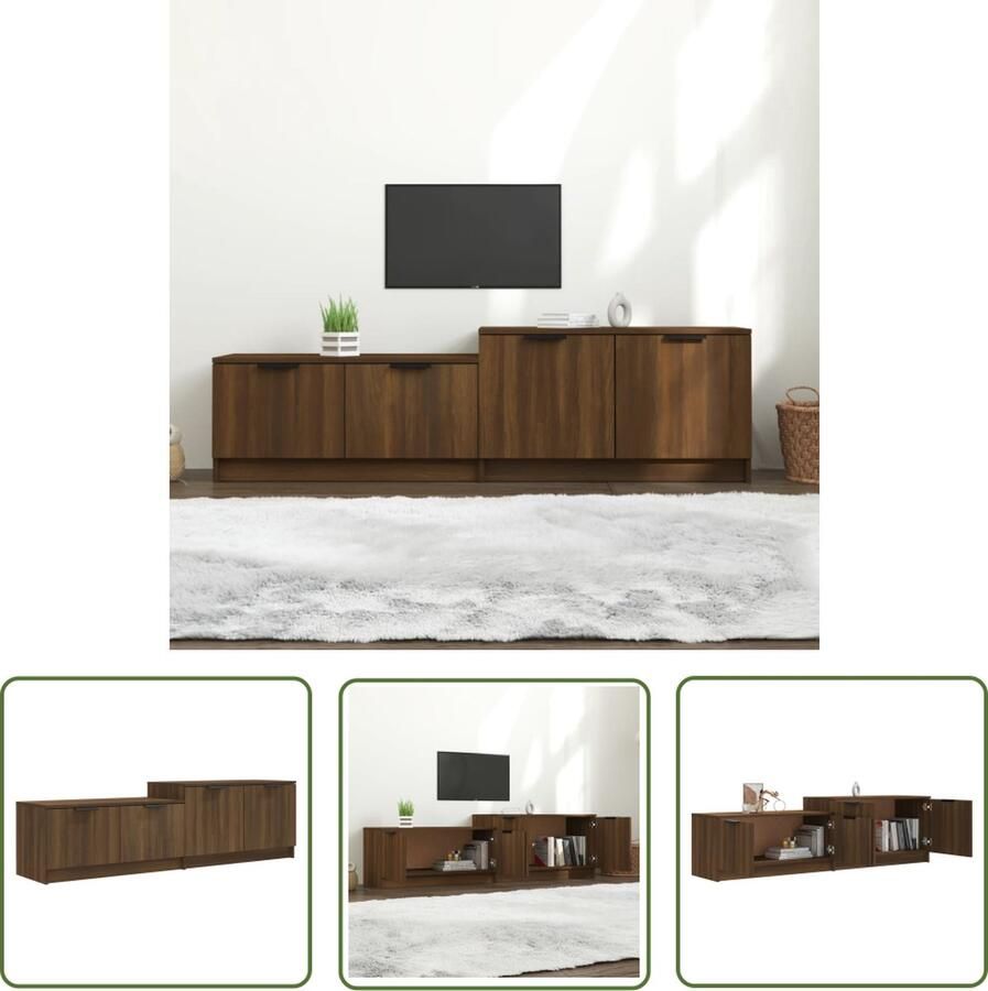The Living Store vidaXL Tv Meubilair Tv Kast Tv-meubel 158 5x36x45 cm bewerkt hout bruin eikenkleur Houten Tv Kast Bruine Tv Kast Salontafel - Foto 2