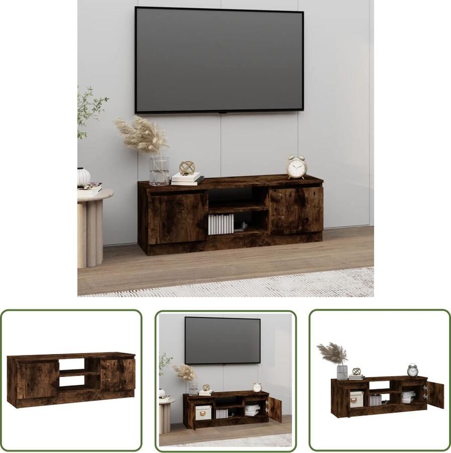The Living Store vidaXL Tv Meubilair Tv Kast Tv-meubel met deur 102x30x36 cm gerookt eikenkleurig Houten Tv Kast Gerookt Eiken Salontafel - Foto 2