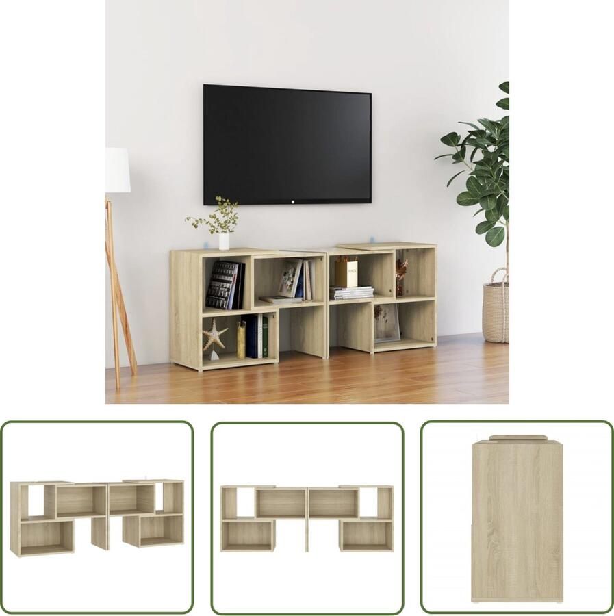 The Living Store vidaXL Tv Stand Tv Kast Tv-meubel 104x30x52 cm bewerkt hout sonoma eikenkleurig Salontafel Media Kast Houten Tv Kast - Foto 2