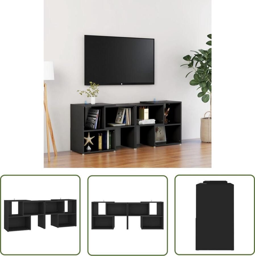 The Living Store vidaXL Tv Stand Tv Kast Tv-meubel 104x30x52 cm bewerkt hout zwart Tv Meubilair Salontafel Media Kast - Foto 2