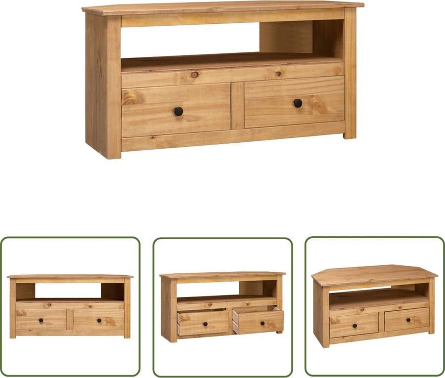 The Living Store vidaXL Tv-standaard Televisiekast Tv-hoekkast Panama Range 93x49x49 cm massief grenenhout Houten Meubilair Grenshout Salontafel - Foto 2