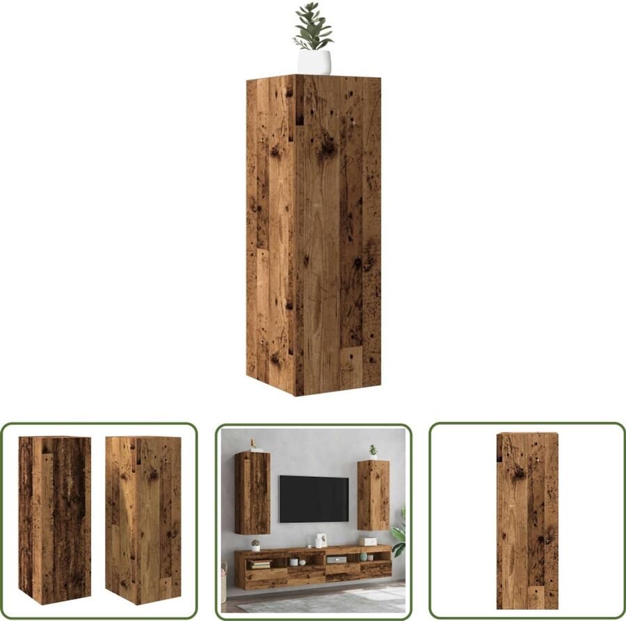 The Living Store vidaXL Tv-meubelen 2 st 30 5x30x90 cm bewerkt hout oud houtkleurig Tv-meubilair Tv-standaard Houten Tv-meubel Vintage Tv-meubel Salontafel