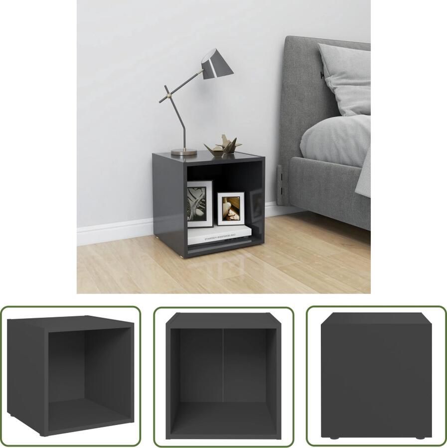 The Living Store Televisiemeubel 1 Televisiekast 37 x 35 x 37 cm Grijs Televisiesecretaris Tv-tafel Mediabox Houten Tv-standaard Tv Meubilair - Foto 2