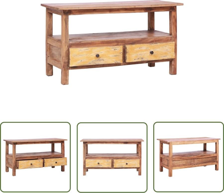 The Living Store Houten TV-kast Vintage stijl 90 x 40 x 50 cm Massief gerecycled hout Houten Tv Kast Vintage Tv Kast Tv Meubels Retro Tv Kast Landelijke Tv Kast