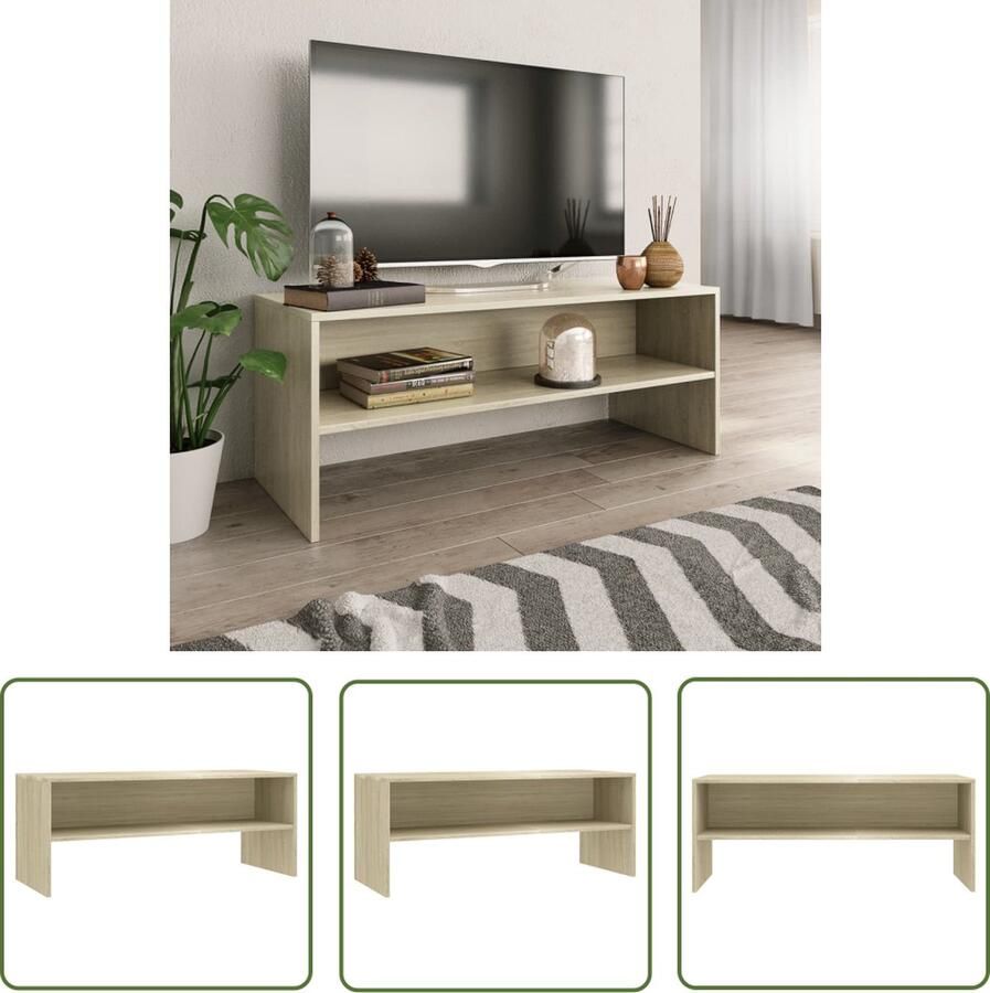 The Living Store vidaXL Tv-meubel 100x40x40 cm bewerkt hout sonoma eikenkleurig Tv-meubel Vintage Tv-meubel Houten Tv-meubel Tv Kast Salontafel - Foto 2