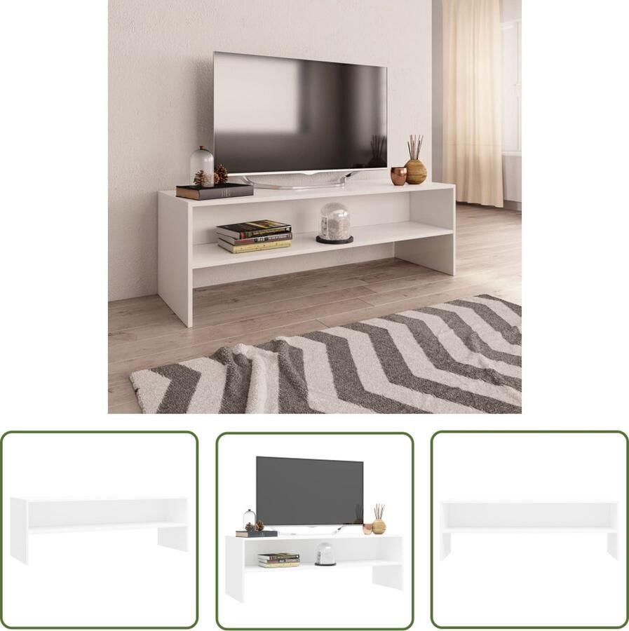 The Living Store vidaXL Tv-meubel 120x40x40 cm bewerkt hout wit Tv-meubel Vintage Tv-meubel Houten Tv-stand Wit Tv-meubel Media Kast - Foto 2