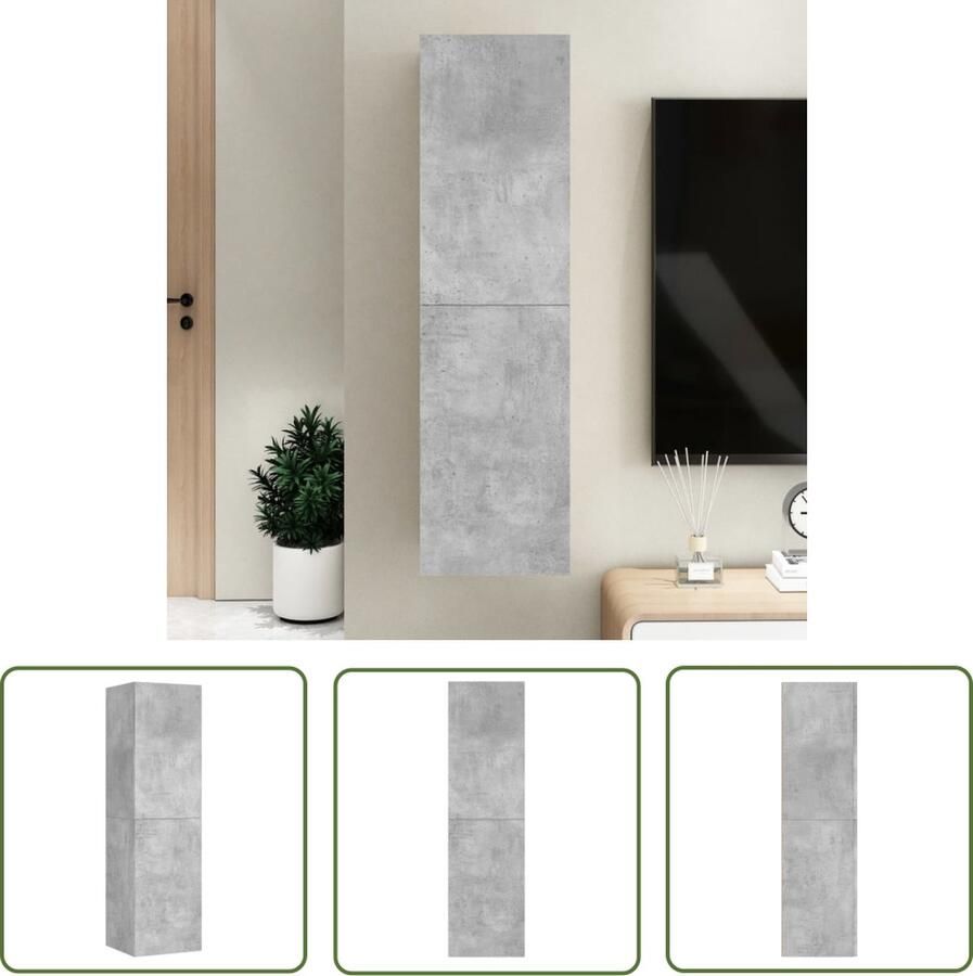 The Living Store vidaXL Tv-meubel 30 5x30x110 cm bewerkt hout betongrijs Tv-meubel Wandkast Betonlook Grijze Kast Houten Kast - Foto 2