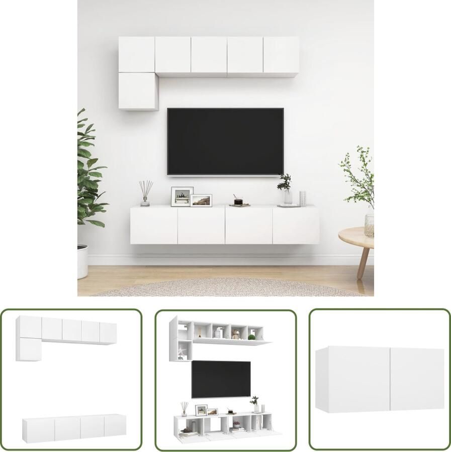 The Living Store TV Meubel Set Televisiemeubel Wit 60x30x30cm 80x30x30cm Tv Meubel Wandmontage Houten Tv Kast Salontafel Livingroom Furniture - Foto 2