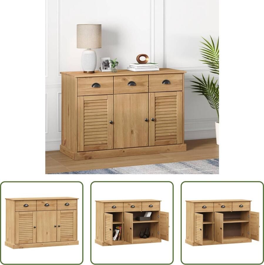 VidaXL Dressoir met lades VIGO 113x40x75 cm massief grenenhout Dressoir Grenenhouten Dressoir Vintage Dressoir Landelijk Dressoir Salontafel