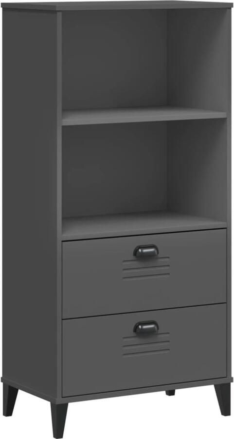 The Living Store Boekenkast VIKEN 60x35x123 cm bewerkt hout antracietgrijs Boekenkast Industriële Boekenkast Houten Boekenkast Antraciet Grijze Boekenkast Opbergkast - Foto 3