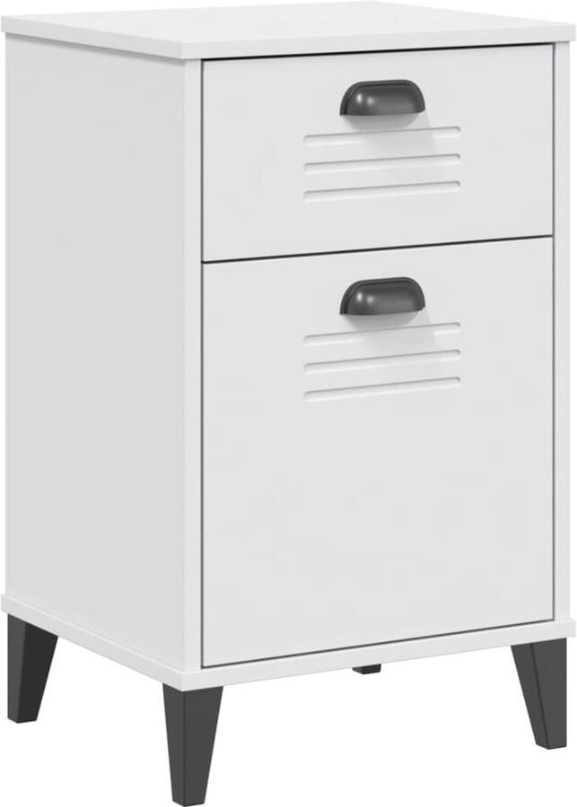 The Living Store Nachtkastje VIKEN bewerkt hout wit Nachtaandkast Nachtkastje Industrieel Design Wit Kastje Opbergruimte - Foto 6