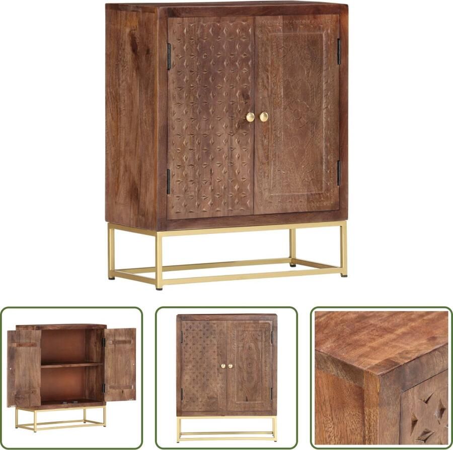 The Living Store Dressoir 60x30x75 cm massief mangohout Vintage Dressoir Houten Dressoir Mangohout Dressoir Industrieel Dressoir Salontafel