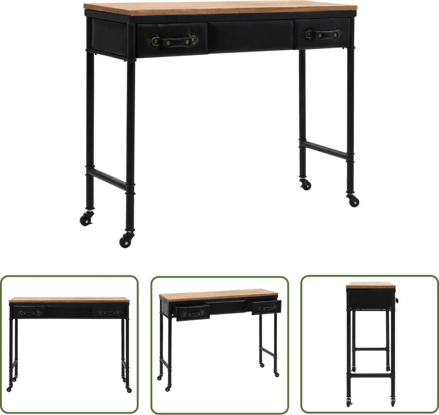 The Living Store Vintage Wandtafel Meerkleurig 100x33.5x80cm Massief vurenhout Vintage Wandtafel Salontafel Bijzetkast Multifunctionele Kast Houten Kast - Foto 2