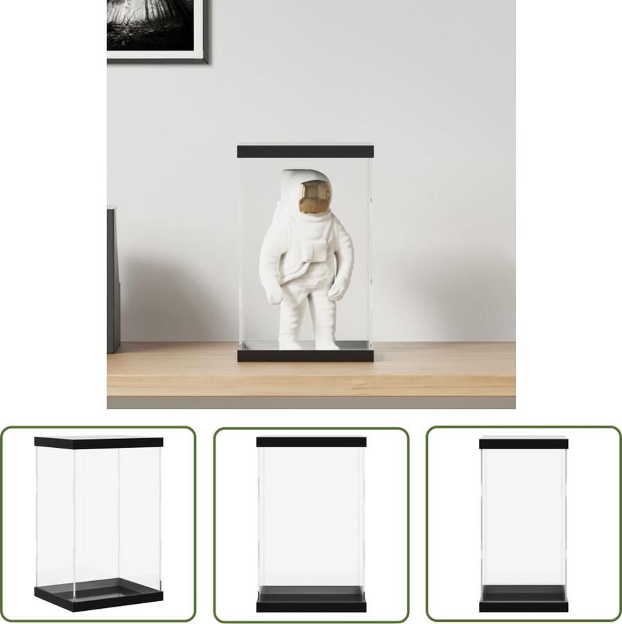 The Living Store Acryl Vitrine Zwart Multifunctioneel Duurzaam materiaal Stofdicht ontwerp Eenvoudig te monteren Acryl Vitrine Display Case Collectie Opslag Stofdichte Vitrine Multifunctionele Vitrine