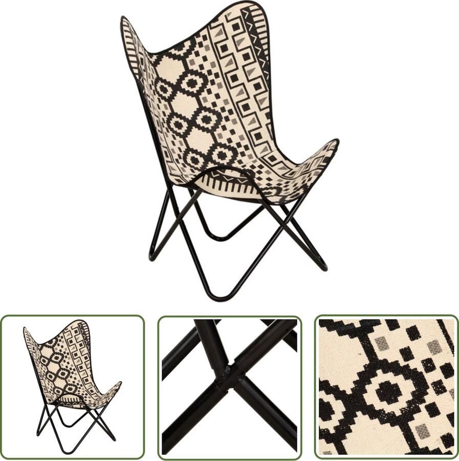 The Living Store Vlinderstoel Canvas 74 x 66 x 90 cm Lichtgewicht Duurzaam