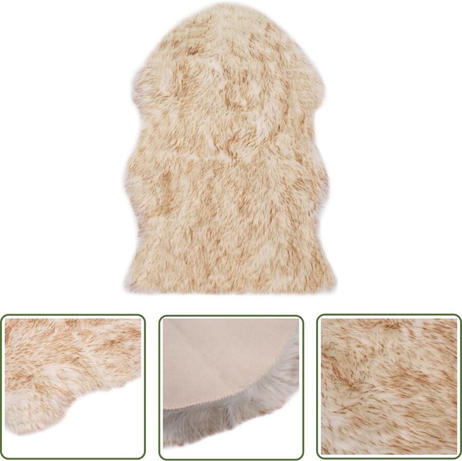 The Living Store Vloerkleed 60x90 cm kunstschapenvacht gemêleerd bruin Kunstbont Vloerkleed Schapenvachten Vloerkleed Bruine Vloerkleed Wollen Vloerkleed Decoratief Vloerkleed