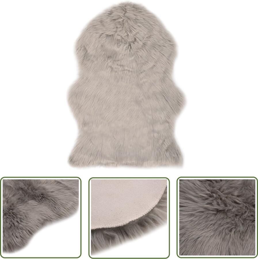 The Living Store Kunstschapenvacht Vloerkleed 60 x 90 cm Lichtgrijs Super-zacht Vloerkleed Kunstschapenvacht Schapenvacht Grijs Vloerkleed Decoratief Kussen