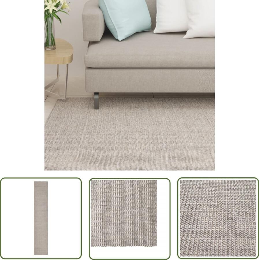 The Living Store Tapijt Sisal Vloerkleed 66 x 350 cm Zandkleurig Anti-slip Geschikt voor binnen Vloerkleed Sisal Vloerkleed Interieur Decoratie Woonkamer Tapijt Slaapkamer Tapijt