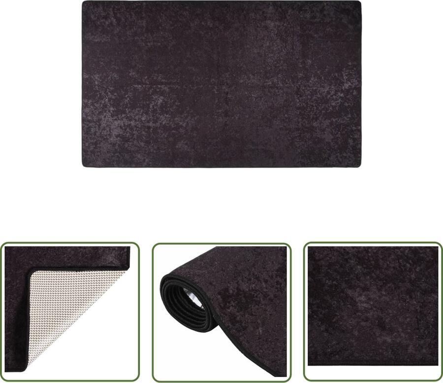The Living Store Vloerkleed wasbaar anti-slip 120x170 cm antracietkleurig Vloerkleed Anthraciethoudt Warm Anti Slip Wasbaar Salontapijten - Foto 2
