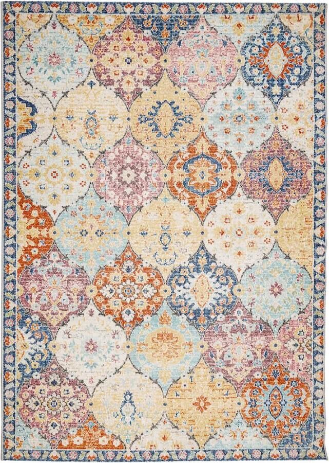 The Living Store Vloerkleed ARBIZU binnen en buiten vintage stijl 200x280 cm Vintage Vloerkleed Multi Kleuren Polyester Vloerkleed Groot Vloerkleed Salon Vloerkleed