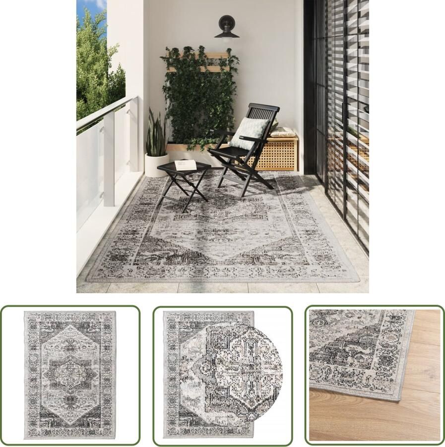 The Living Store Vloerkleed ARBIZU binnen en buiten vintage stijl 200x280 cm Vloerkleed Vintage Tapijt Vloerkleed Multicolour Anti Allergie Vloerkleed Outdoor Vloerkleed