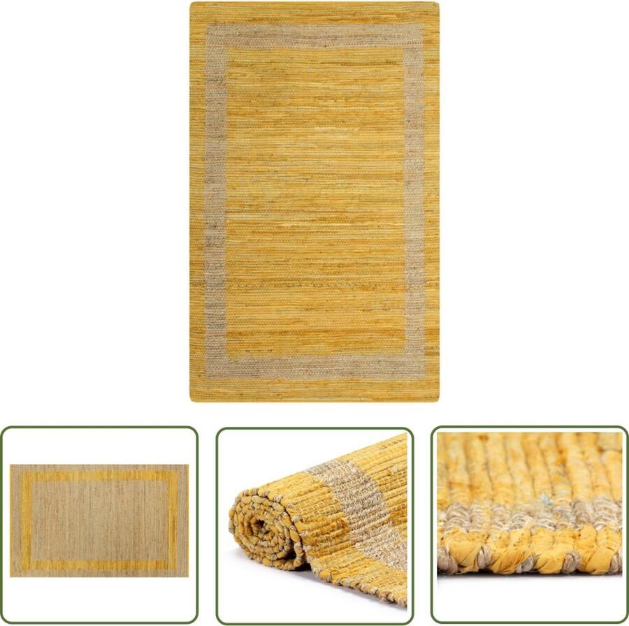 The Living Store Vloerkleed Gevlochten jute 80x160 cm Handgemaakt