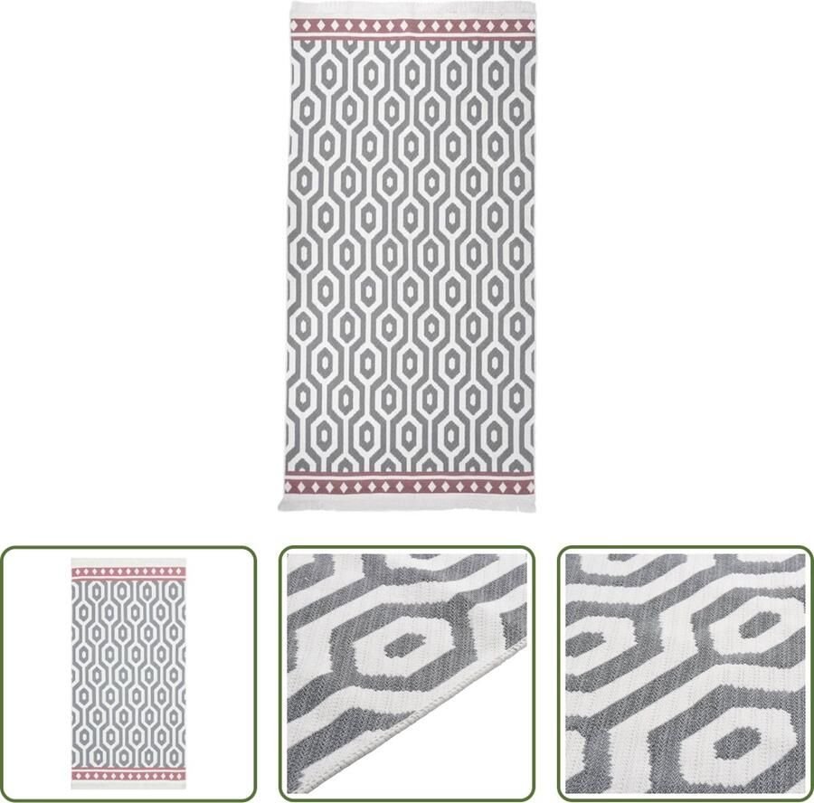 The Living Store Vloerkleed Grijs 80 x 150 cm 100% gerecycled katoen