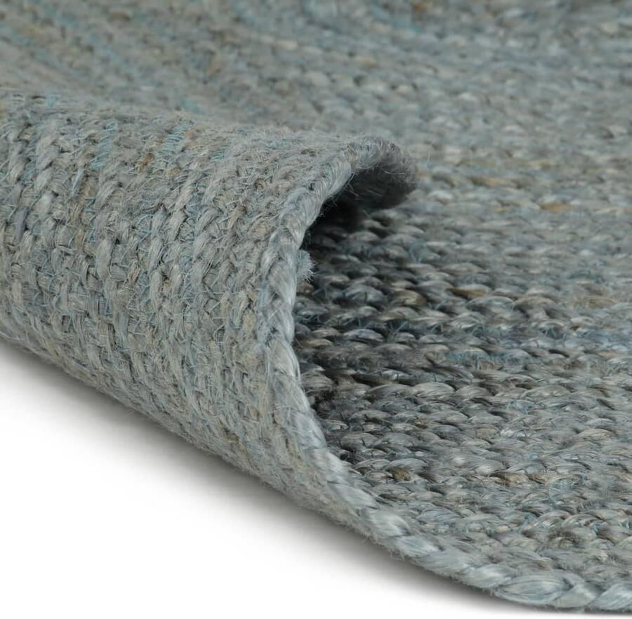 The Living Store Vloerkleed handgemaakt rond 210 cm jute olijfgroen Jute Tapijt Vloerkleed Ronde Tapijt Naturel Tapijt Handmade Tapijt - Foto 2