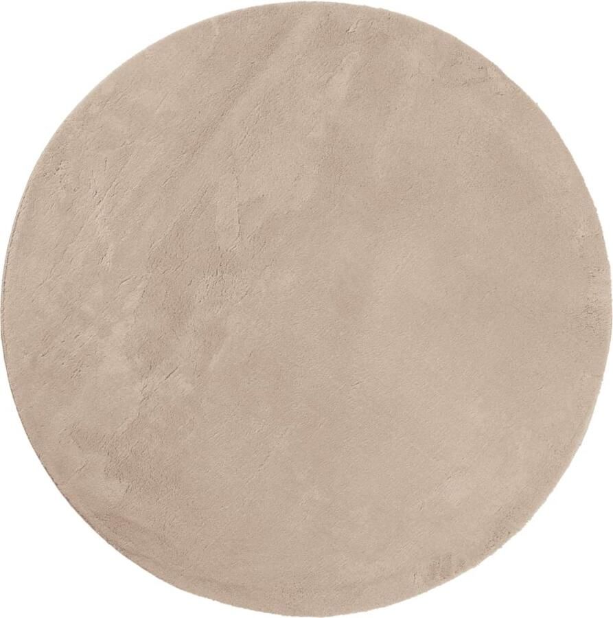 The Living Store HUARTE Vloerkleed 120 cm Zand Polyester 18 mm Poolhoogte Anti-slip Machine wasbaar Vloerkleed Zacht Vloerkleed Rond Vloerkleed Beige Vloerkleed Wollen Vloerkleed