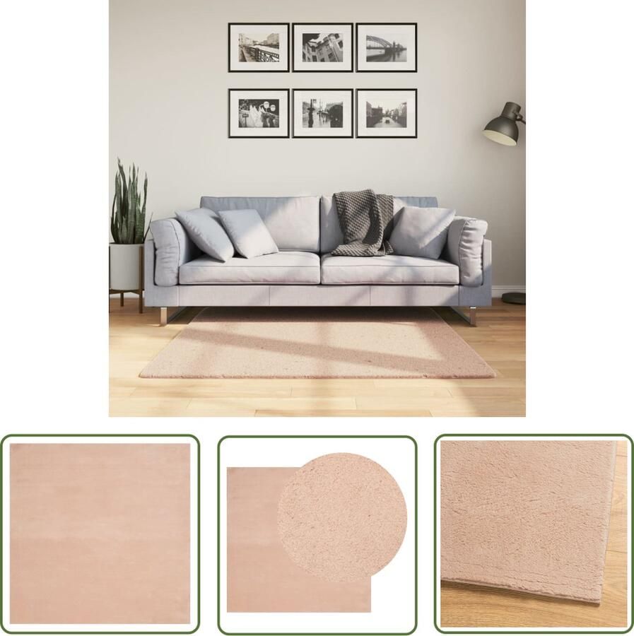 The Living Store HUARTE Vloerkleed 120 x 120 cm Roze Superzacht polyester vloerkleed met anti-slip onderkant Vloerkleed Roze Vloerkleed Polyester Vloerkleed Huiskleed Living Room Decoratie