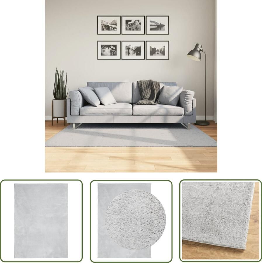 The Living Store HUARTE Vloerkleed 120 x 170 cm Grijs 100% Polyester 18 mm Poolhoogte Vloerkleed Tapijten Huiskamertapijt Slaapkamertapijt Grijze Vloerkleed