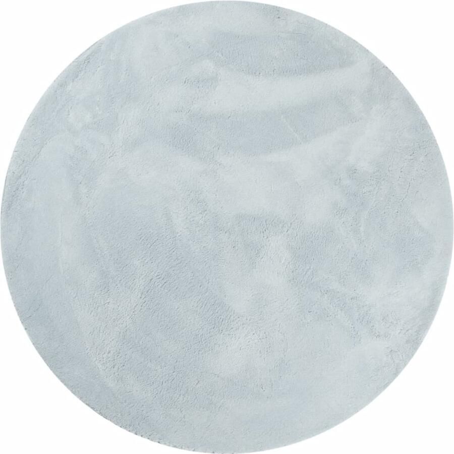The Living Store Vloerkleed HUARTE laagpolig zacht wasbaar Ø 160 cm blauw Vloerkleed Tapijt Huiskamer Slaapkamer Blauwe Vloerkleed