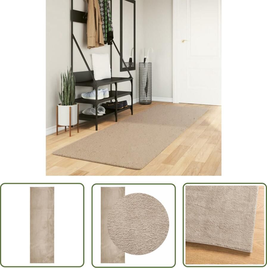 The Living Store HUARTE Vloerkleed 80 x 250 cm Zand Superzacht polyester met 18mm hoge pool anti-slip achterkant Vloerkleed Zacht Vloerkleed Beige Vloerkleed Woonkamer Tapijt Slaapkamer Tapijt