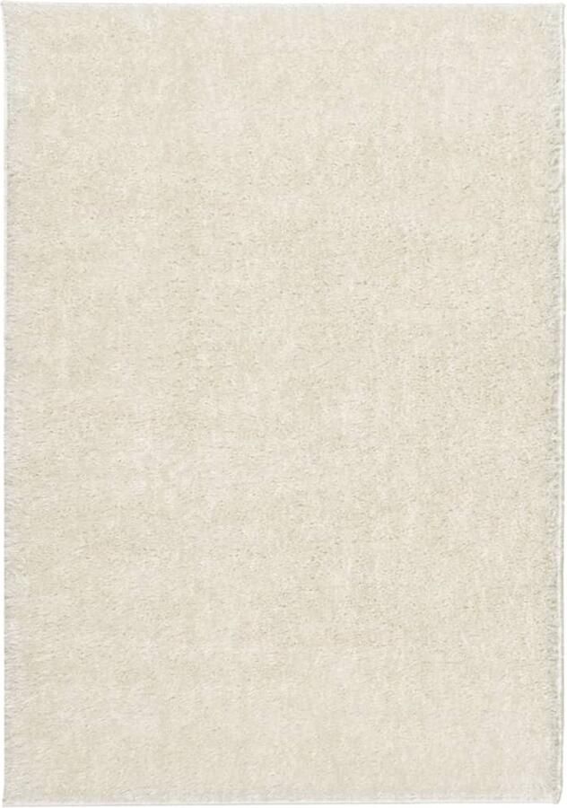 VidaXL Vloerkleed ISTAN Hoogpolig 140x200 cm Crème Vloerkleed Kamerdecoratie Woonkamer Decoratie Slaapkamer Decoratie Zacht Vloerkleed - Foto 2